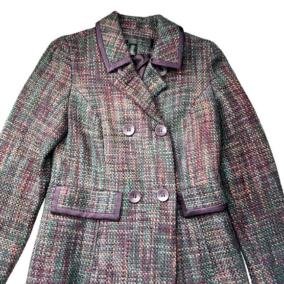 Apostrophe Blend Tweed Long Coat Gossip Girl Blair Waldorf Y2K size 2 xs Purple - Picture 1 of 6